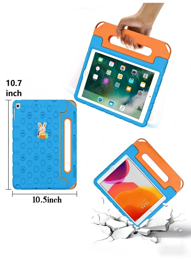 غطاء حماية الطفل لجهاز iPad A16 من الجيل الحادي عشر (2025) / iPad من الجيل العاشر (2022)، مع خزان Apple Pencil، غطاء حماية iPad 11/10، خفيف ومقاوم للصدمات، مع قوس ومقبض قابل للتحويل، للأطفال - الأزرق - Image 3